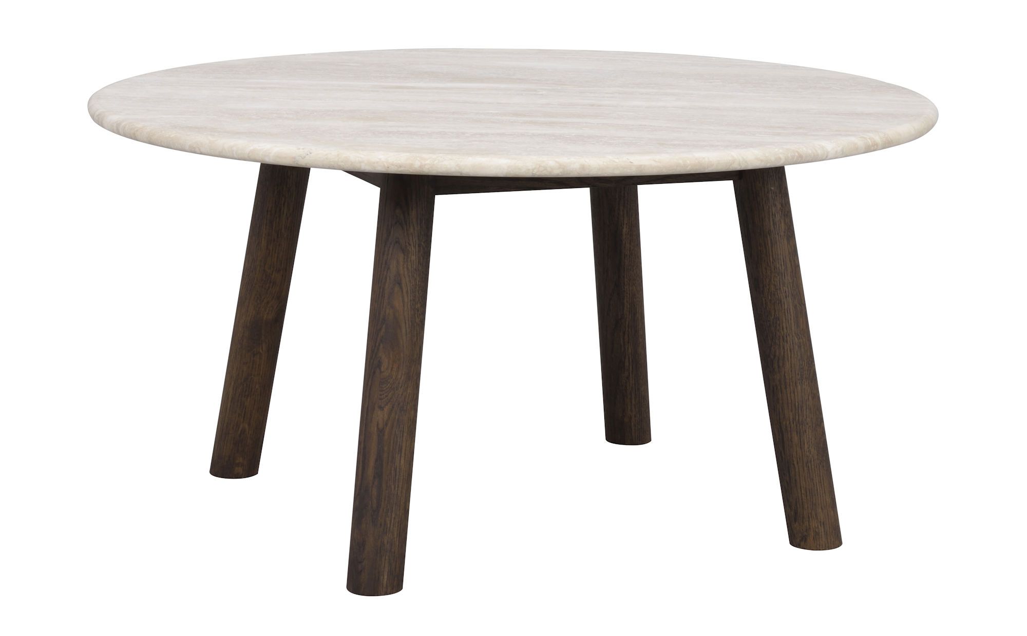 Taransay soffbord Ø90 beige travertin/brun ek