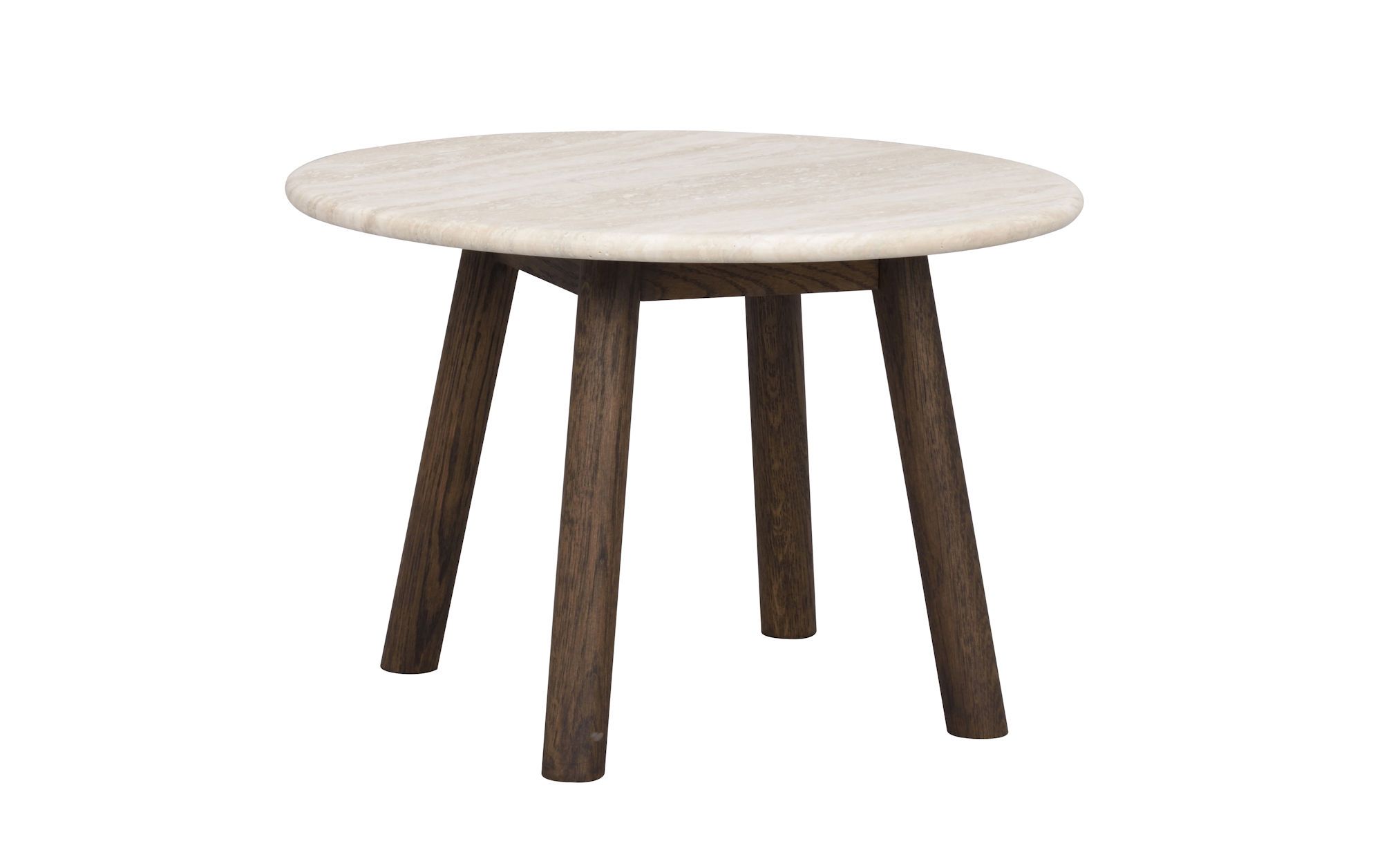 Taransay soffbord Ø60 beige travertin/brun ek