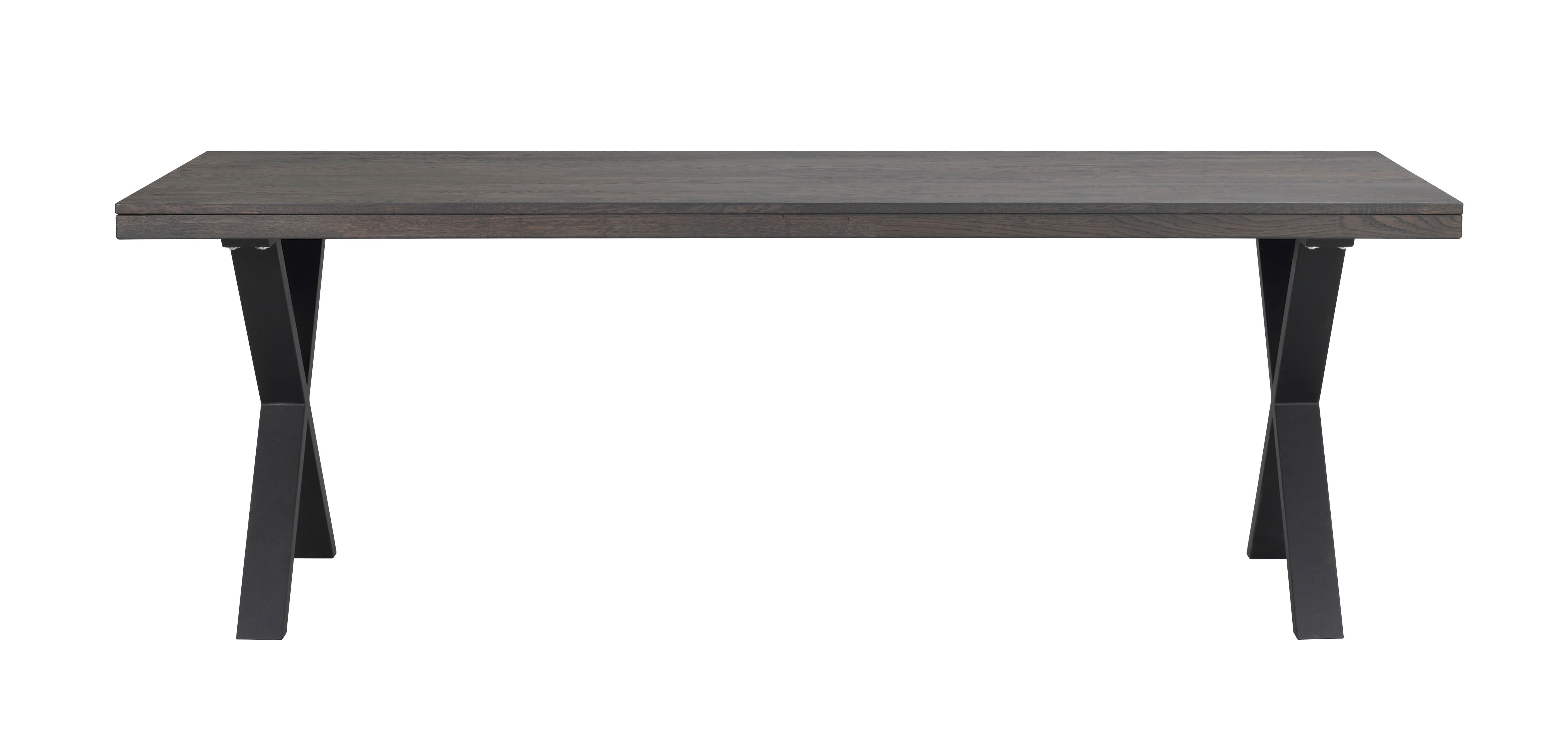 Brooklyn matbord 220x95 m.brun ek/X-ben svart met