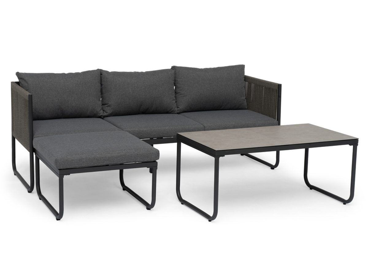 Hamnborg Loungegrupp Grå aluminium