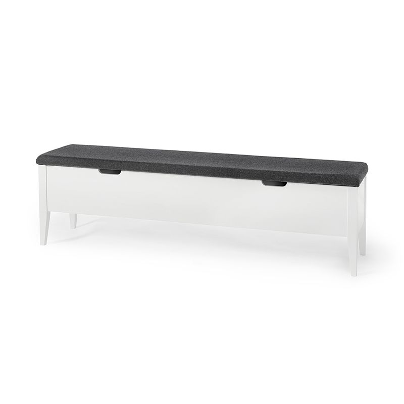 KLINTE bänk 160 cm vitlack med Nojus ulltyg