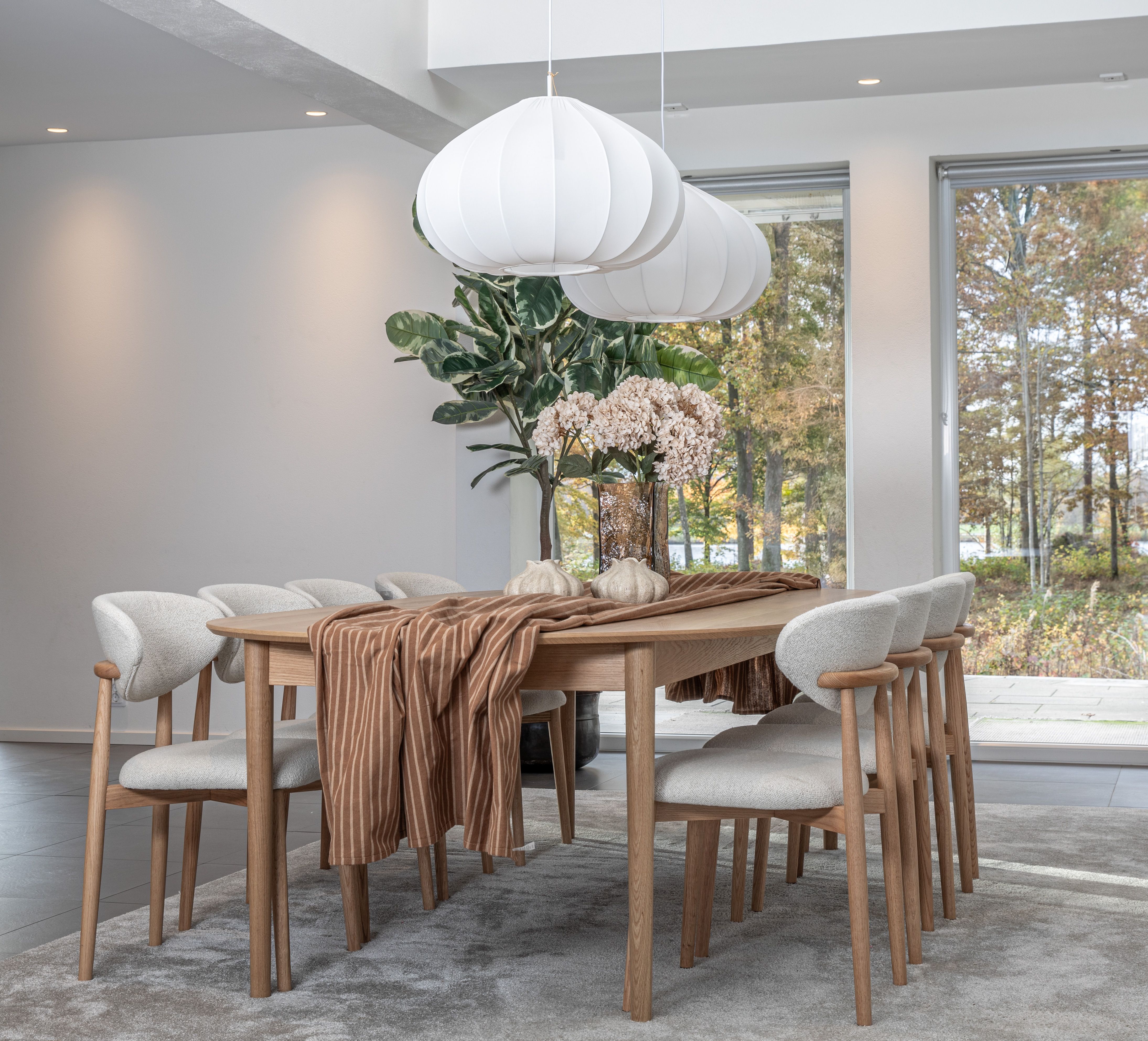 Oskar matgrupp ek 260x130cm med 8 Le chic stolar
