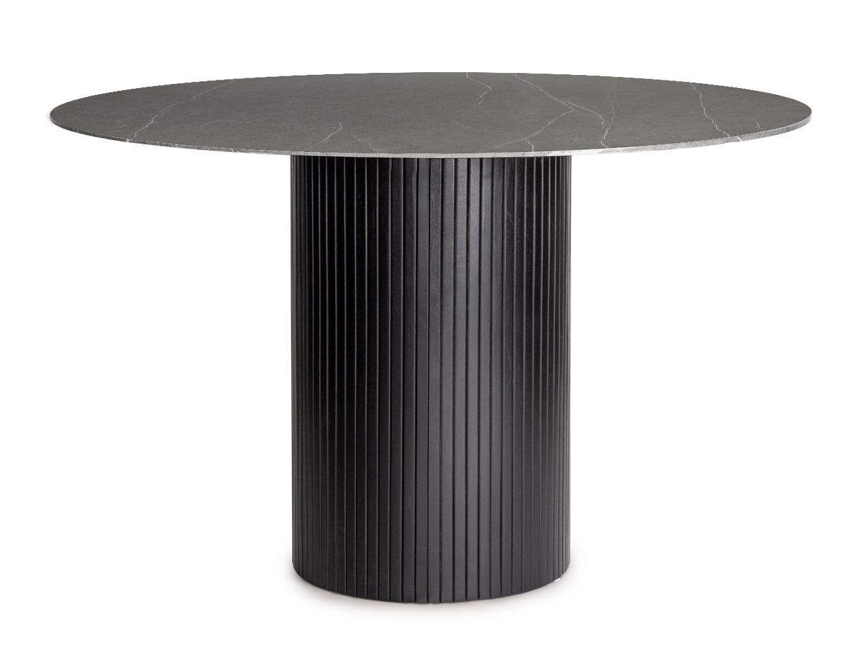 Marble runt matbord grå/svart